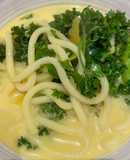 Creamy noodle soup with Kale