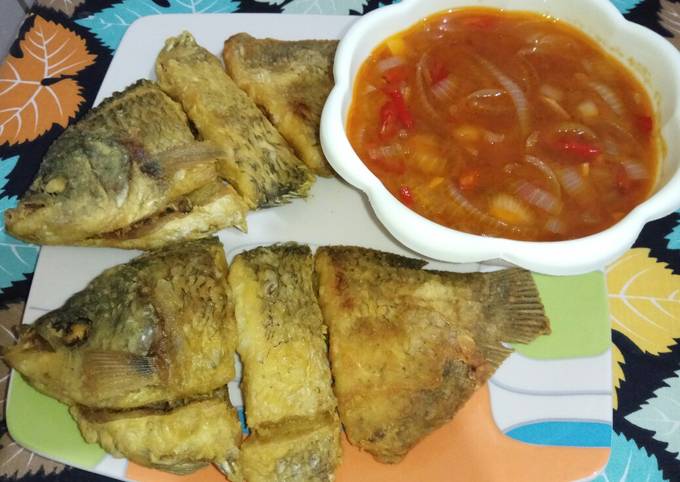Standar Resep membuat Gurame goreng tepung saos asam manis  sedap