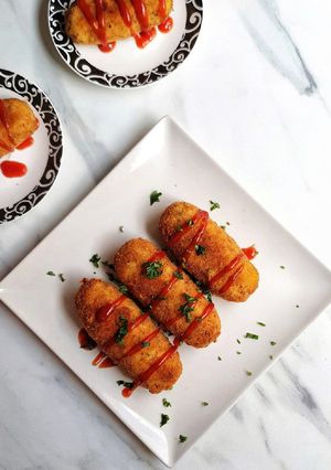 O poză a rețetei Crochete cu cartofi și carne tocată.