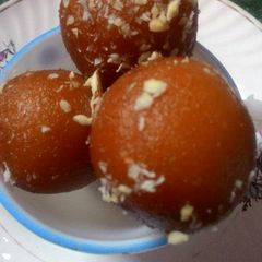 A picture of Sweet Potato Gulab Jamun (Sweet Potato Balls in sugar syrup).
