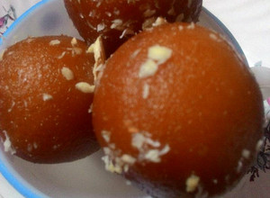 A picture of Sweet Potato Gulab Jamun (Sweet Potato Balls in sugar syrup).