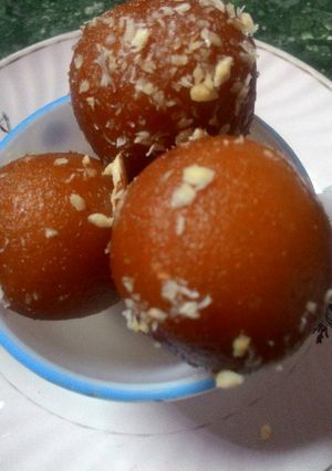 A picture of Sweet Potato Gulab Jamun (Sweet Potato Balls in sugar syrup).
