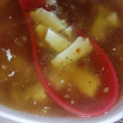 A picture of Hot and sour paneer soup.