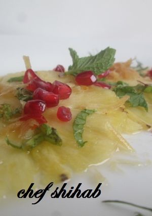 A picture of Pineapple carppaccio.