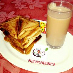 A picture of Butter and jam toast bread.