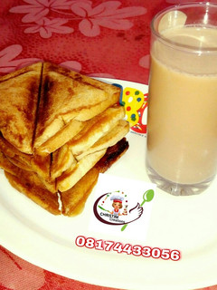 A picture of Butter and jam toast bread.