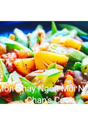 Hình của món Đậu bắp xào chay.
