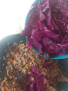 Una foto de Guiso de Col morado con carne vegetariano o vegano