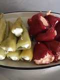 Sweet Green Peppers with Ricotta and Mini Red Peppers Stuffed with Fresh Cheese and Tomatoes