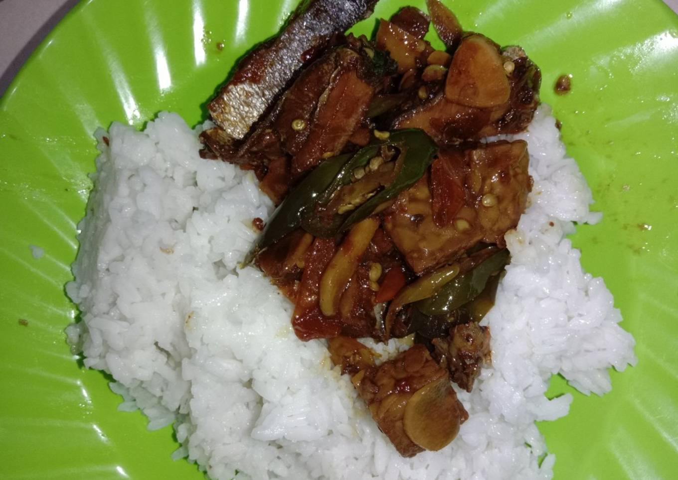 Asam manis ikan asin dan tempe