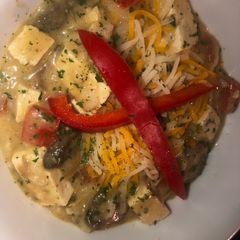 A picture of Cheesy chicken and rice with tofu & veggies EASY.