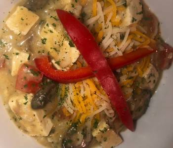 Popular Cuisine Cheesy chicken and rice with tofu  veggies EASY Very Delicious