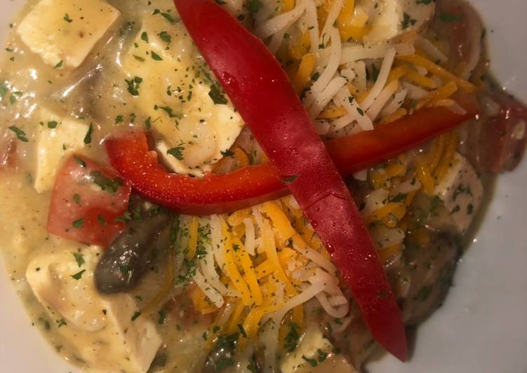Cheesy chicken and rice with tofu & veggies EASY Cheesy chicken and rice with tofu & veggies EASY
