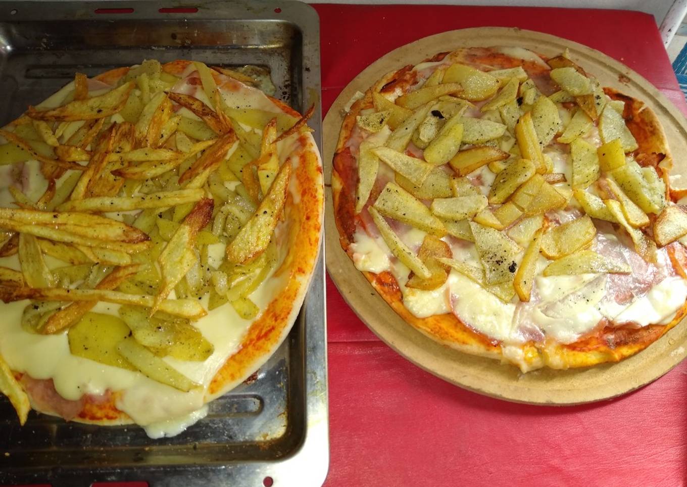 Pizza con papas fritas