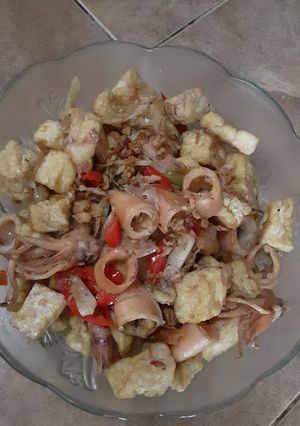 Foto resep Tumis pedas cumi tahu asin