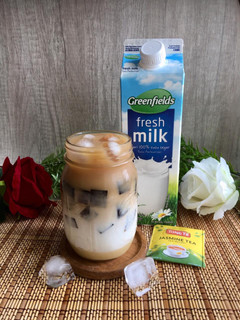 Foto resep Grass Jelly Jasmine Milk Tea Simple
