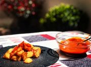 A picture of tomato paste or tomatoes