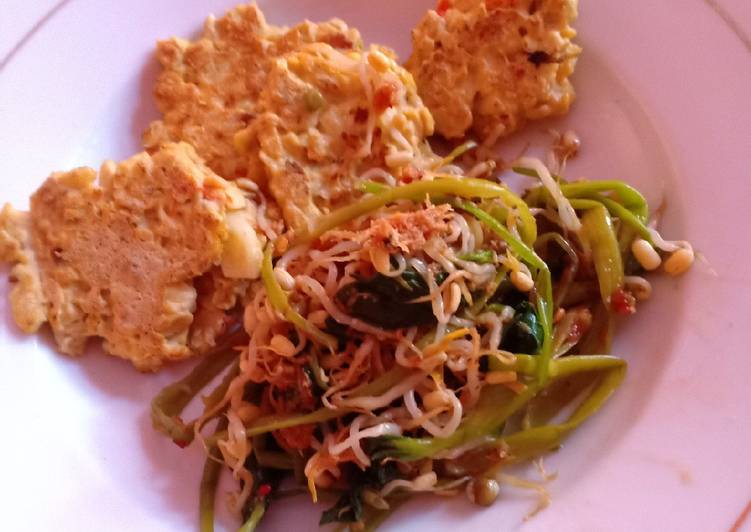 Pelcing kangkung perkedel tempe