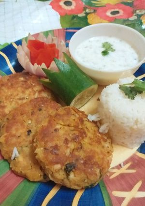 A picture of Chicken Shami kabab.