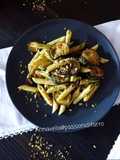 Pasta with Zucchini, Arugula Pesto, and Pistachios
