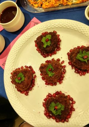 A picture of Beetroot Cutlet With Pomegranate sauce.