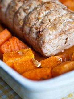 Una foto de Lomo a el horno con calabaza