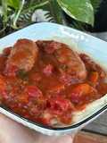 🍷🍅🥫Chorizos al vino tinto con puré de papas 🥔 🥫🍝