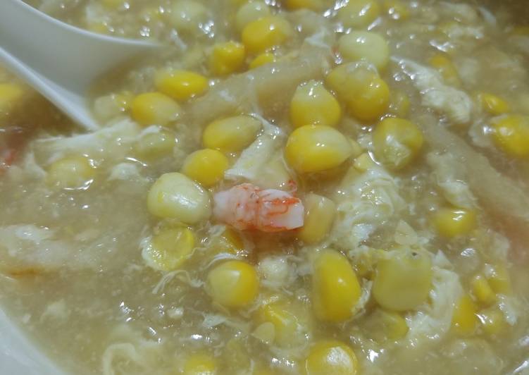 How to Make Homemade Fresh Shrimp Corn Fish Maw Soup 鮮蝦粟米魚肚羹