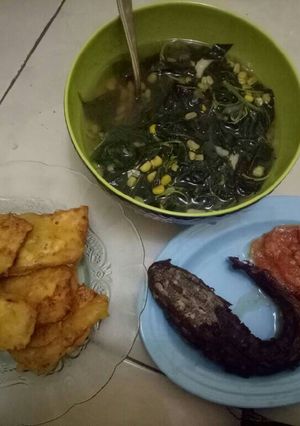 Foto resep Sayur bening jagung, tempe tepung, ikan lele goreng dan sambel