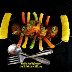 A picture of Spicy Garlicky Baby Potatoes With Fryums - Gujarati Lasaniya Bhungala Batata.