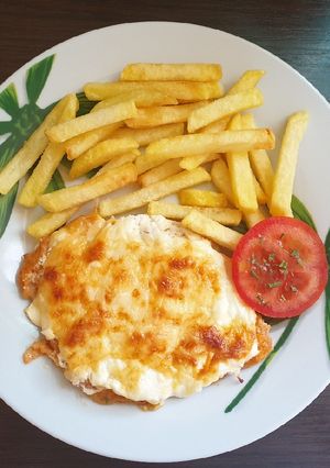 Tepsis sajtos hús recept fotója