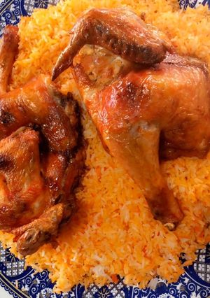 صورة لوصفة دجاج مشوي مع رز مندي