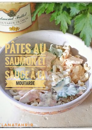 Une photo de Pâtes au saumon et sauce à la moutarde
