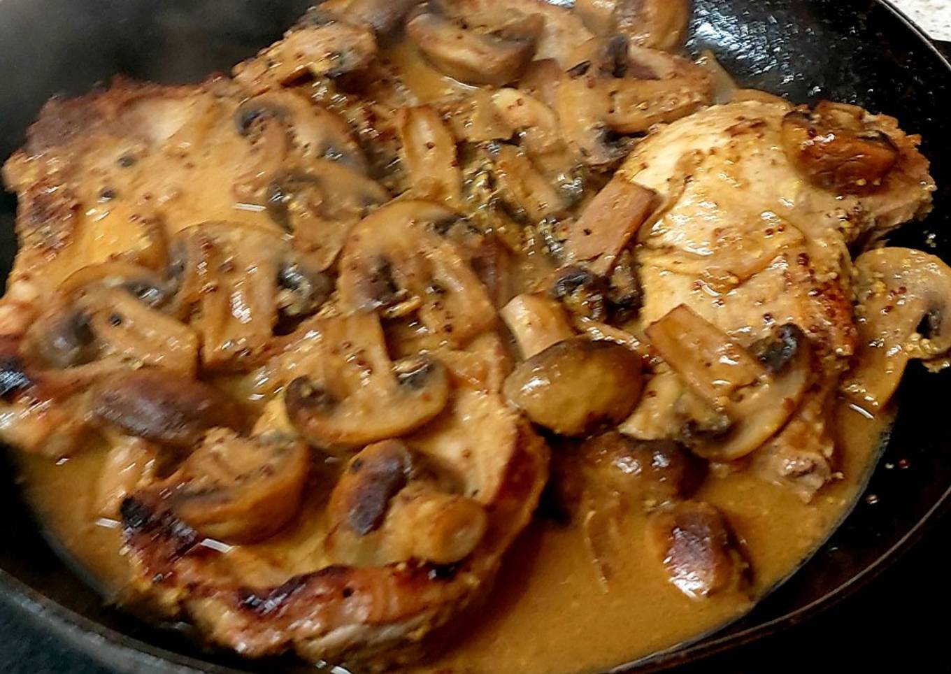 My Pork Chops in Mustard Mushroom Sauce ๐