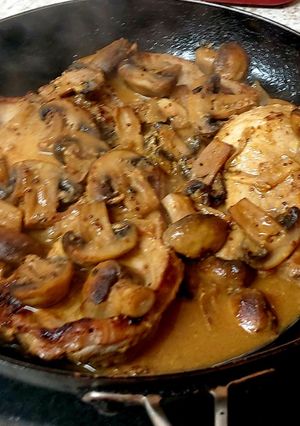 A picture of My Pork Chops in Mustard Mushroom Sauce 💙.