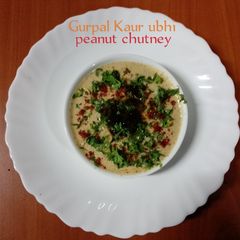 A picture of Peanut chutney 🥥🧅🧄🌶️🥜.