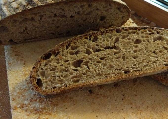 Recipe of Homemade Slow fermented (non retarded) wholemeal sourdough