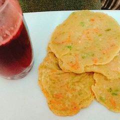 Pancake Veggies with Beetroot and honey drink A picture of Pancake Veggies with Beetroot and honey drink.