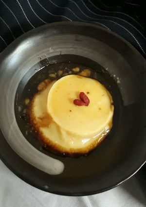 Hình của món Flan đậu gà bí đỏ.