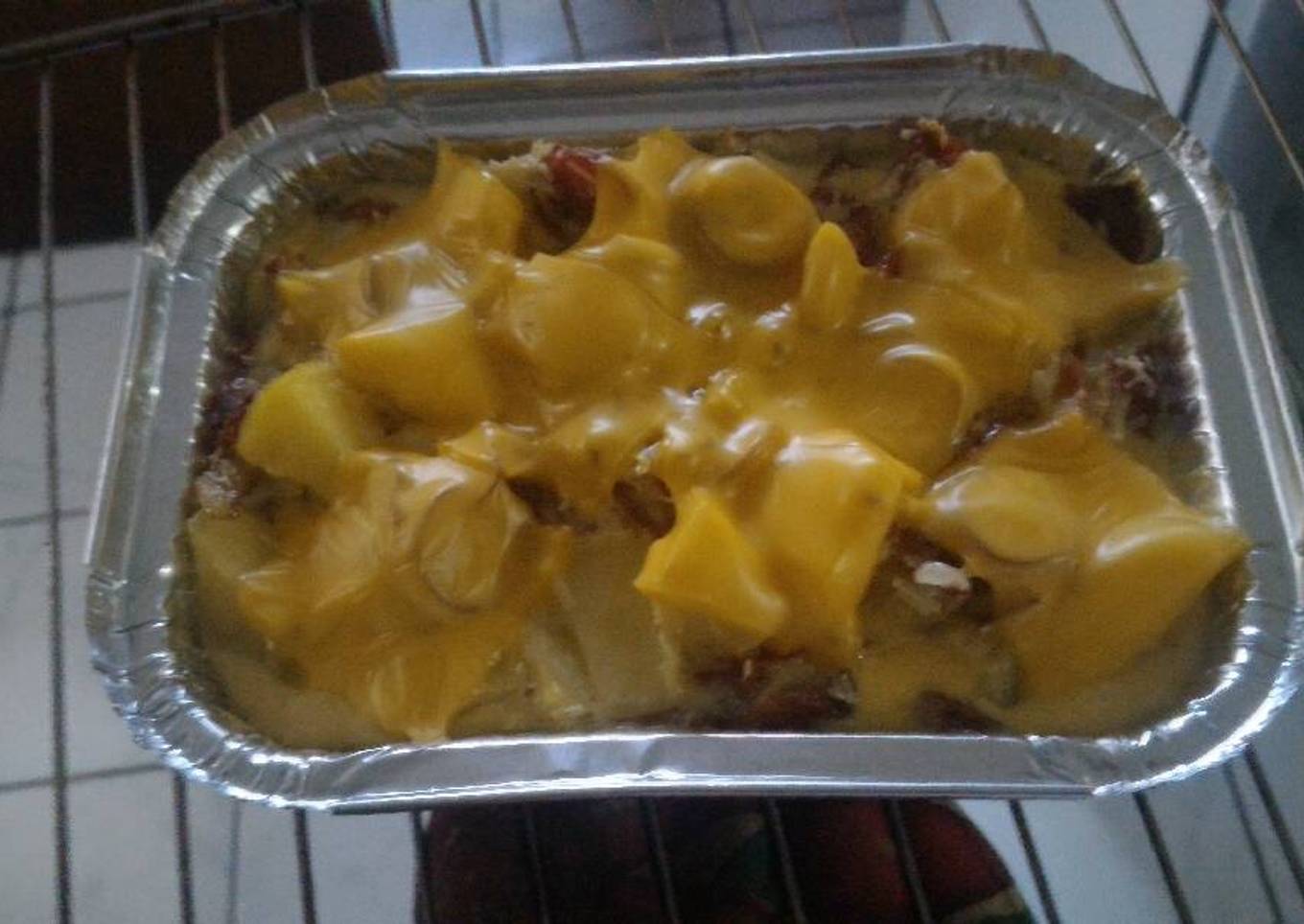 Bake potato sausage mozarela