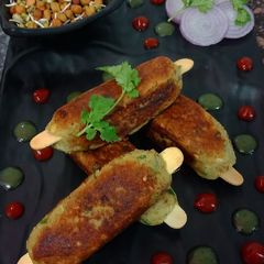 A picture of Mix sprouts seekh kebab.