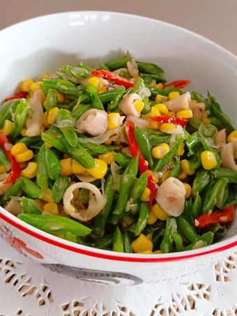 Cara Mudah Membikin Resep  Tumis buncis jagung manis &amp; cumi asin yang Enak Banget, Menggugah Selera