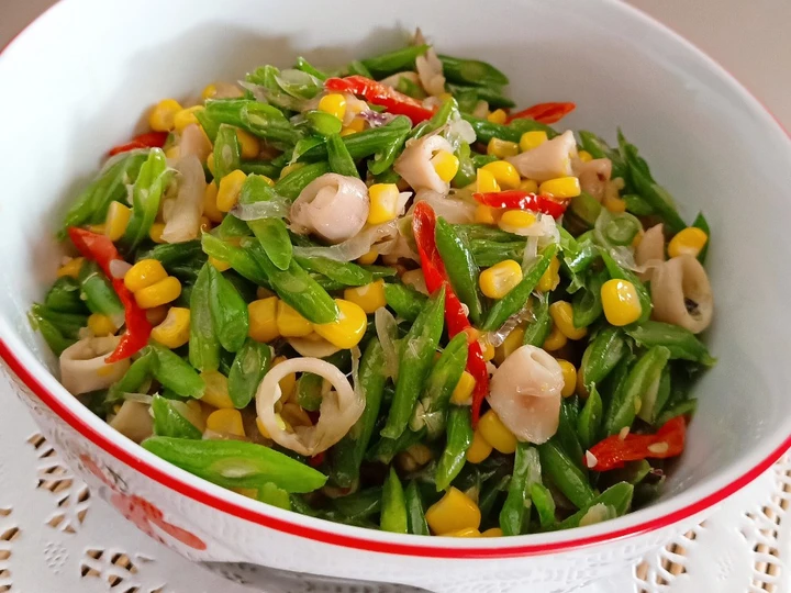 Cara Gampang Menyiapkan Resep  Tumis buncis jagung manis &amp;amp; cumi asin yang Bisa Manjain Lidah, Lezat Sekali