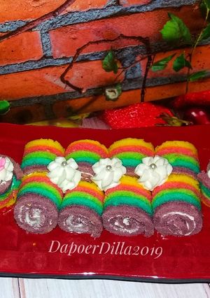 Foto resep #10. Steamed Rainbow cake Roll
