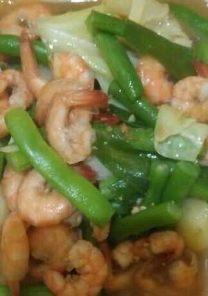 Foto resep Oseng kuah udang sayur