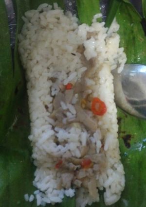 Foto resep Nasi bakar tumis jamur pedas