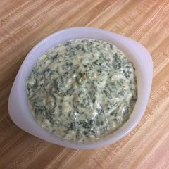 A picture of Creamy cheese spinach/palak dish.