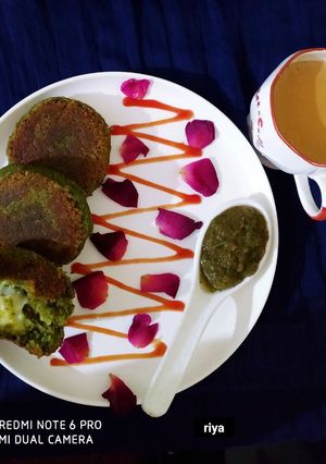 A picture of Palak chole cheese kabab.