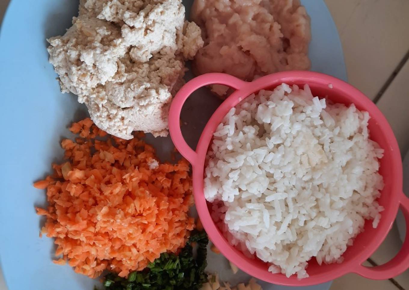 Mpasi bubur ayam tahu & tempe telur bebek
