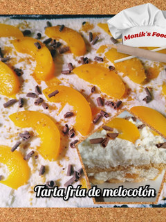 Una foto de Tarta fría de melocotón sin horno
